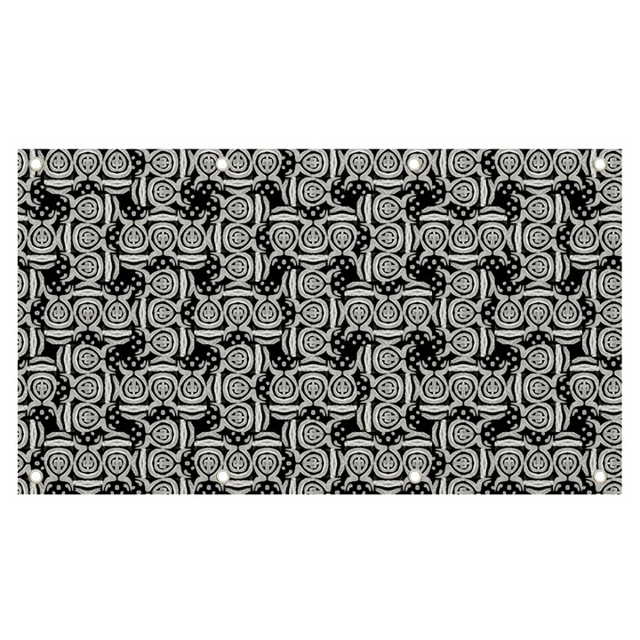 Ethnic symbols motif black and white pattern Banner and Sign 7  x 4 