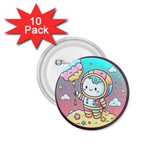 Boy Astronaut Cotton Candy Childhood Fantasy Tale Literature Planet Universe Kawaii Nature Cute Clou 1 75  Buttons (10 Pack) by Maspions