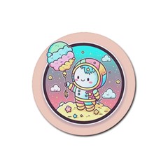 Boy Astronaut Cotton Candy Childhood Fantasy Tale Literature Planet Universe Kawaii Nature Cute Clou Rubber Round Coaster (4 Pack) by Maspions