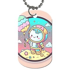 Boy Astronaut Cotton Candy Childhood Fantasy Tale Literature Planet Universe Kawaii Nature Cute Clou Dog Tag (two Sides) by Maspions