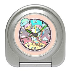 Boy Astronaut Cotton Candy Childhood Fantasy Tale Literature Planet Universe Kawaii Nature Cute Clou Travel Alarm Clock by Maspions