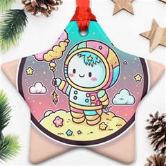 Boy Astronaut Cotton Candy Childhood Fantasy Tale Literature Planet Universe Kawaii Nature Cute Clou Star Ornament (two Sides)