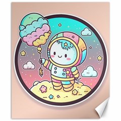 Boy Astronaut Cotton Candy Childhood Fantasy Tale Literature Planet Universe Kawaii Nature Cute Clou Canvas 8  X 10  by Maspions