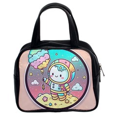 Boy Astronaut Cotton Candy Childhood Fantasy Tale Literature Planet Universe Kawaii Nature Cute Clou Classic Handbag (two Sides) by Maspions