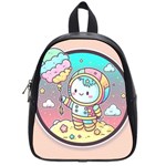 Boy Astronaut Cotton Candy Childhood Fantasy Tale Literature Planet Universe Kawaii Nature Cute Clou School Bag (Small) Front