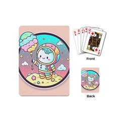 Boy Astronaut Cotton Candy Childhood Fantasy Tale Literature Planet Universe Kawaii Nature Cute Clou Playing Cards Single Design (mini)