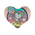 Boy Astronaut Cotton Candy Childhood Fantasy Tale Literature Planet Universe Kawaii Nature Cute Clou Standard 16  Premium Flano Heart Shape Cushions Front