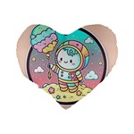 Boy Astronaut Cotton Candy Childhood Fantasy Tale Literature Planet Universe Kawaii Nature Cute Clou Standard 16  Premium Flano Heart Shape Cushions Back