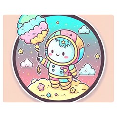 Boy Astronaut Cotton Candy Childhood Fantasy Tale Literature Planet Universe Kawaii Nature Cute Clou Two Sides Premium Plush Fleece Blanket (teen Size) by Maspions