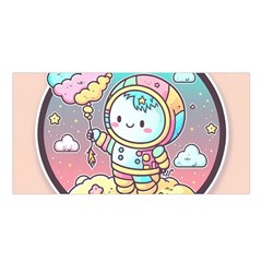 Boy Astronaut Cotton Candy Childhood Fantasy Tale Literature Planet Universe Kawaii Nature Cute Clou Satin Shawl 45  X 80  by Maspions