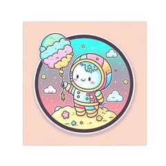 Boy Astronaut Cotton Candy Childhood Fantasy Tale Literature Planet Universe Kawaii Nature Cute Clou Square Satin Scarf (30  X 30 ) by Maspions