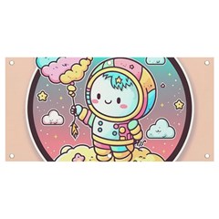 Boy Astronaut Cotton Candy Childhood Fantasy Tale Literature Planet Universe Kawaii Nature Cute Clou Banner And Sign 4  X 2  by Maspions