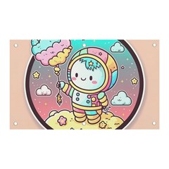 Boy Astronaut Cotton Candy Childhood Fantasy Tale Literature Planet Universe Kawaii Nature Cute Clou Banner And Sign 5  X 3  by Maspions