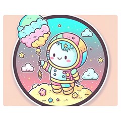 Boy Astronaut Cotton Candy Childhood Fantasy Tale Literature Planet Universe Kawaii Nature Cute Clou Premium Plush Fleece Blanket (medium) by Maspions