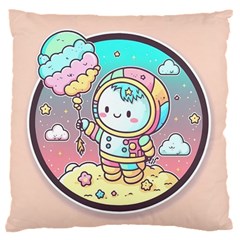 Boy Astronaut Cotton Candy Childhood Fantasy Tale Literature Planet Universe Kawaii Nature Cute Clou 16  Baby Flannel Cushion Case (two Sides)