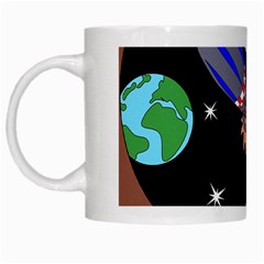 Girl Bed Space Planets Spaceship Rocket Astronaut Galaxy Universe Cosmos Woman Dream Imagination Bed White Mug by Maspions