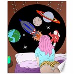 Girl Bed Space Planets Spaceship Rocket Astronaut Galaxy Universe Cosmos Woman Dream Imagination Bed Canvas 16  x 20  15.75 x19.29  Canvas - 1