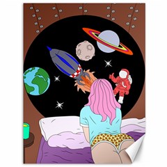 Girl Bed Space Planets Spaceship Rocket Astronaut Galaxy Universe Cosmos Woman Dream Imagination Bed Canvas 36  X 48  by Maspions