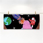 Girl Bed Space Planets Spaceship Rocket Astronaut Galaxy Universe Cosmos Woman Dream Imagination Bed Hand Towel Front