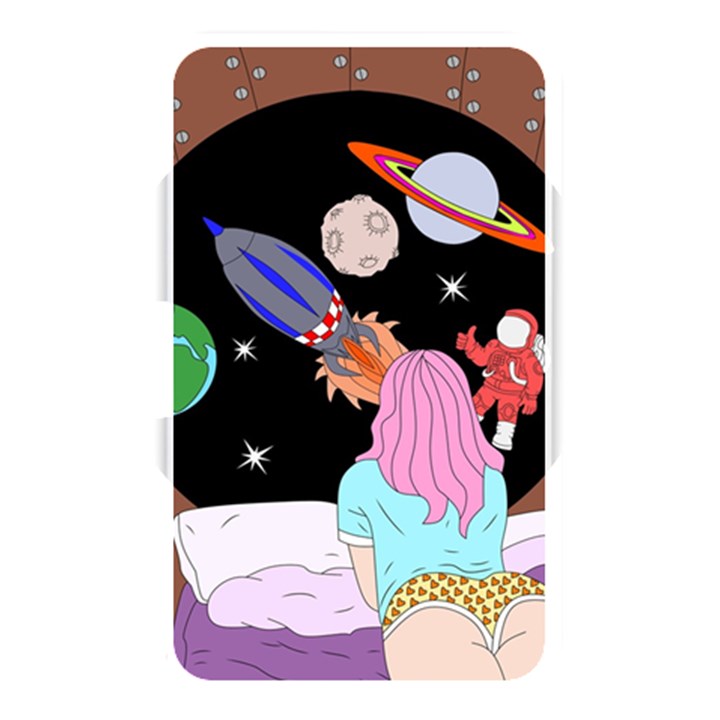 Girl Bed Space Planets Spaceship Rocket Astronaut Galaxy Universe Cosmos Woman Dream Imagination Bed Memory Card Reader (Rectangular)