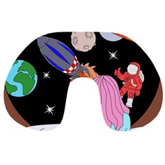 Girl Bed Space Planets Spaceship Rocket Astronaut Galaxy Universe Cosmos Woman Dream Imagination Bed Travel Neck Pillow