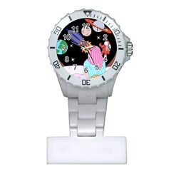 Girl Bed Space Planets Spaceship Rocket Astronaut Galaxy Universe Cosmos Woman Dream Imagination Bed Plastic Nurses Watch