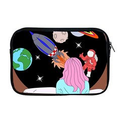 Girl Bed Space Planets Spaceship Rocket Astronaut Galaxy Universe Cosmos Woman Dream Imagination Bed Apple Macbook Pro 17  Zipper Case by Maspions