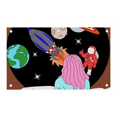 Girl Bed Space Planets Spaceship Rocket Astronaut Galaxy Universe Cosmos Woman Dream Imagination Bed Banner And Sign 5  X 3 