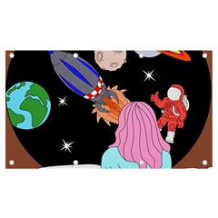 Girl Bed Space Planets Spaceship Rocket Astronaut Galaxy Universe Cosmos Woman Dream Imagination Bed Banner And Sign 7  X 4 