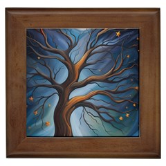 Tree Branches Mystical Moon Expressionist Oil Painting Acrylic Painting Abstract Nature Moonlight Ni Framed Tile