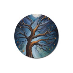 Tree Branches Mystical Moon Expressionist Oil Painting Acrylic Painting Abstract Nature Moonlight Ni Magnet 3  (round) by Maspions