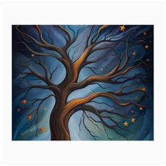 Tree Branches Mystical Moon Expressionist Oil Painting Acrylic Painting Abstract Nature Moonlight Ni Small Glasses Cloth by Maspions