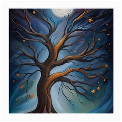 Tree Branches Mystical Moon Expressionist Oil Painting Acrylic Painting Abstract Nature Moonlight Ni Medium Glasses Cloth (2 Sides) by Maspions