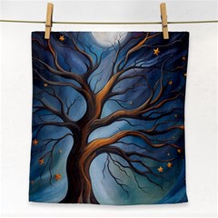 Tree Branches Mystical Moon Expressionist Oil Painting Acrylic Painting Abstract Nature Moonlight Ni Face Towel by Maspions