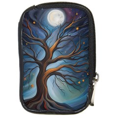 Tree Branches Mystical Moon Expressionist Oil Painting Acrylic Painting Abstract Nature Moonlight Ni Compact Camera Leather Case by Maspions