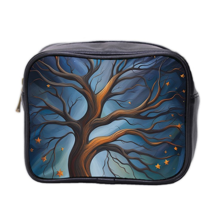 Tree Branches Mystical Moon Expressionist Oil Painting Acrylic Painting Abstract Nature Moonlight Ni Mini Toiletries Bag (Two Sides)