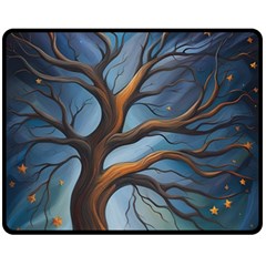 Tree Branches Mystical Moon Expressionist Oil Painting Acrylic Painting Abstract Nature Moonlight Ni Fleece Blanket (medium)