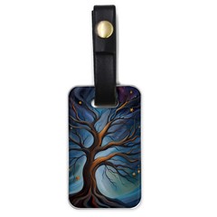 Tree Branches Mystical Moon Expressionist Oil Painting Acrylic Painting Abstract Nature Moonlight Ni Luggage Tag (one Side)