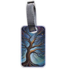 Tree Branches Mystical Moon Expressionist Oil Painting Acrylic Painting Abstract Nature Moonlight Ni Luggage Tag (two Sides)