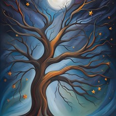 Tree Branches Mystical Moon Expressionist Oil Painting Acrylic Painting Abstract Nature Moonlight Ni Play Mat (rectangle) by Maspions