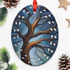 Tree Branches Mystical Moon Expressionist Oil Painting Acrylic Painting Abstract Nature Moonlight Ni Ornament (oval Filigree)