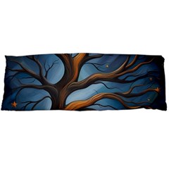 Tree Branches Mystical Moon Expressionist Oil Painting Acrylic Painting Abstract Nature Moonlight Ni Body Pillow Case Dakimakura (two Sides) by Maspions