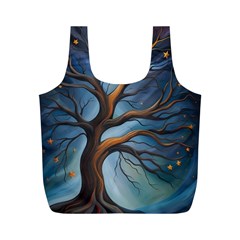 Tree Branches Mystical Moon Expressionist Oil Painting Acrylic Painting Abstract Nature Moonlight Ni Full Print Recycle Bag (m)