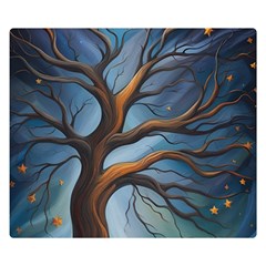 Tree Branches Mystical Moon Expressionist Oil Painting Acrylic Painting Abstract Nature Moonlight Ni Two Sides Premium Plush Fleece Blanket (kids Size)