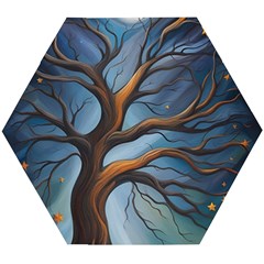 Tree Branches Mystical Moon Expressionist Oil Painting Acrylic Painting Abstract Nature Moonlight Ni Wooden Puzzle Hexagon