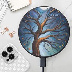 Tree Branches Mystical Moon Expressionist Oil Painting Acrylic Painting Abstract Nature Moonlight Ni Wireless Fast Charger(black)