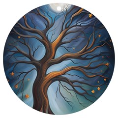 Tree Branches Mystical Moon Expressionist Oil Painting Acrylic Painting Abstract Nature Moonlight Ni Uv Print Acrylic Ornament Round by Maspions