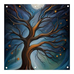 Tree Branches Mystical Moon Expressionist Oil Painting Acrylic Painting Abstract Nature Moonlight Ni Banner And Sign 3  X 3  by Maspions