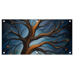 Tree Branches Mystical Moon Expressionist Oil Painting Acrylic Painting Abstract Nature Moonlight Ni Banner And Sign 4  X 2  by Maspions