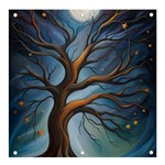 Tree Branches Mystical Moon Expressionist Oil Painting Acrylic Painting Abstract Nature Moonlight Ni Banner and Sign 4  x 4  Front